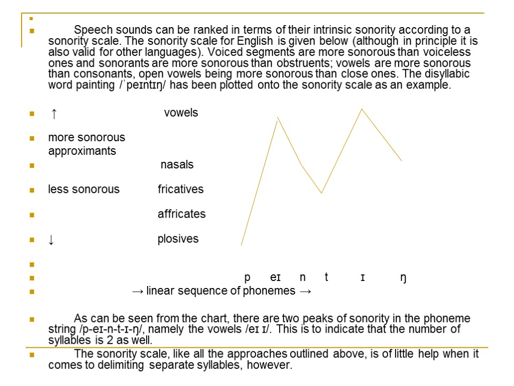 Speech sounds can be ranked in terms of their intrinsic sonority according to a